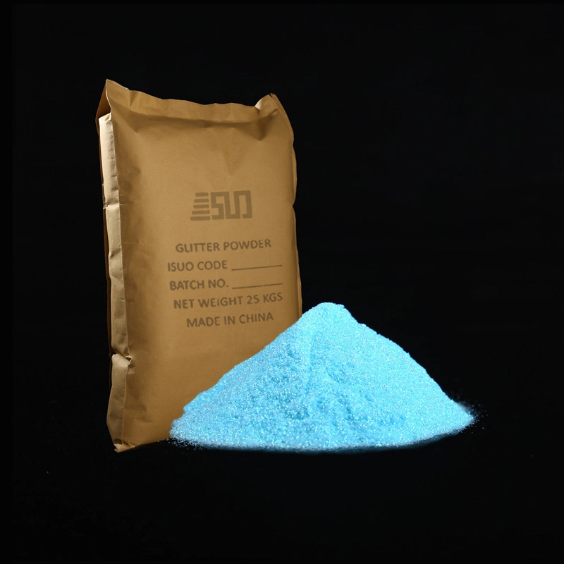 Polvere di glitter PET blu iridescente industriale all'ingrosso