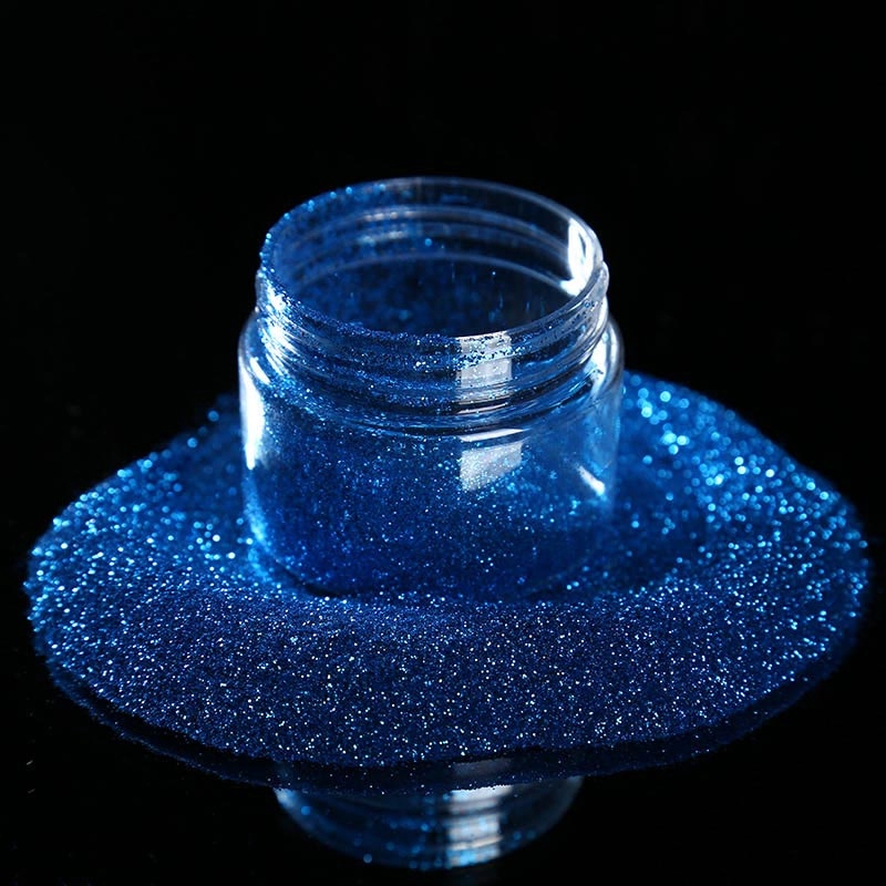 Polvere glitterata glamour per unghie blu zaffiro lucido