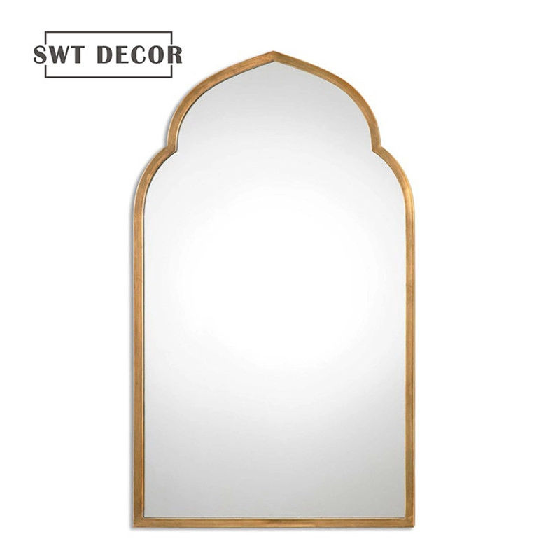 Specchio ad arco da parete in foglia d'oro per la decorazione della casa