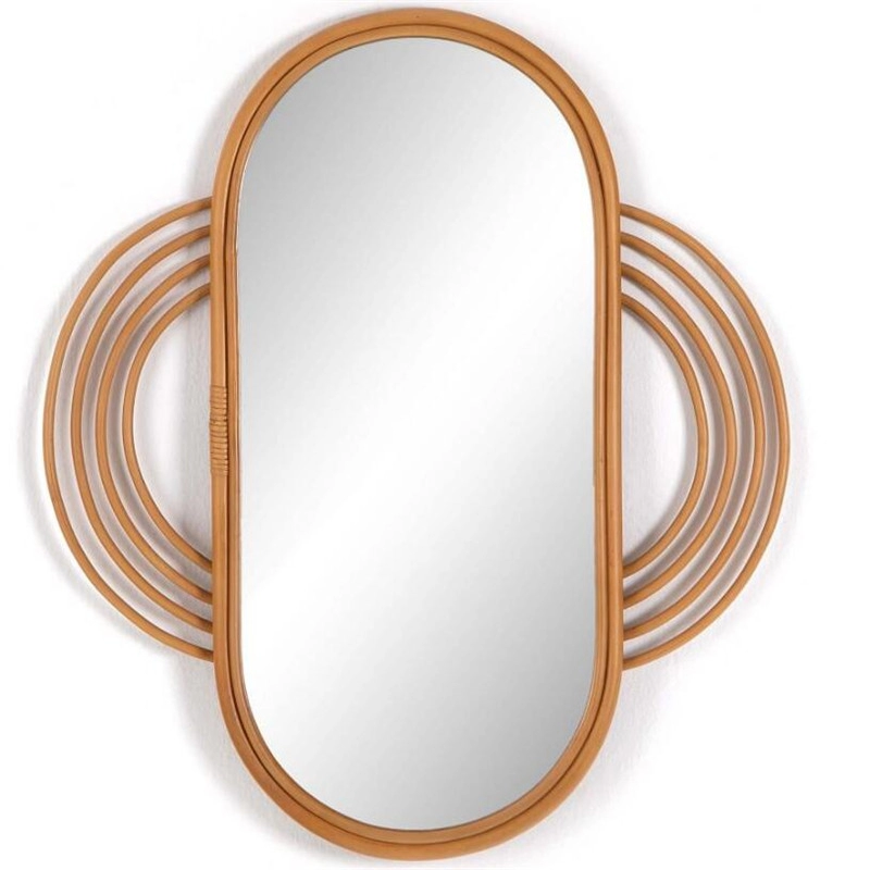 Specchio da parete ovale in rattan Naz