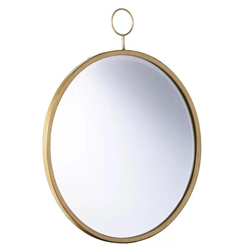 Specchio rotondo moderno con accento dorato