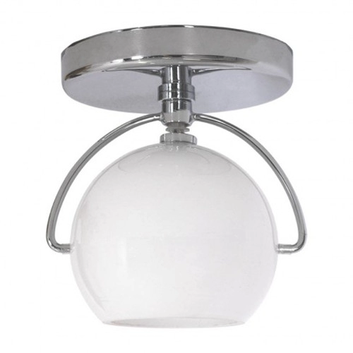 Lampada da semi-incasso a globo in vetro bianco a 1 luce in cromo lucido