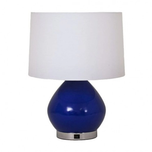 Lampada da tavolo in ceramica blu per camera da letto