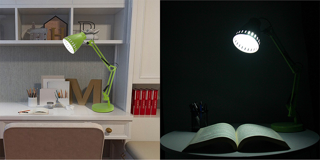 Flexible long swing arm led desk lamp