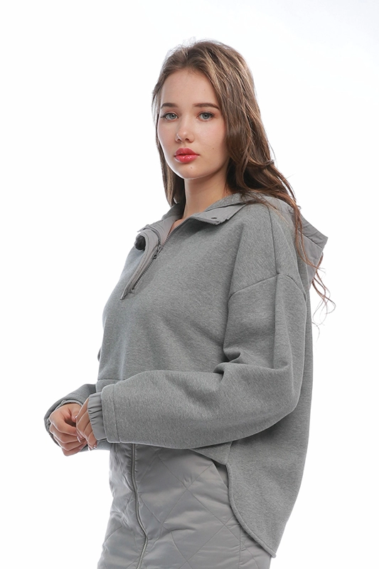 Felpe con cappuccio pullover da donna casual oversize in pile autunno grigio