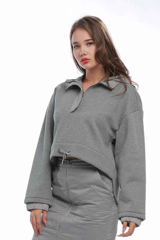 Felpe con cappuccio pullover da donna casual oversize in pile autunno grigio