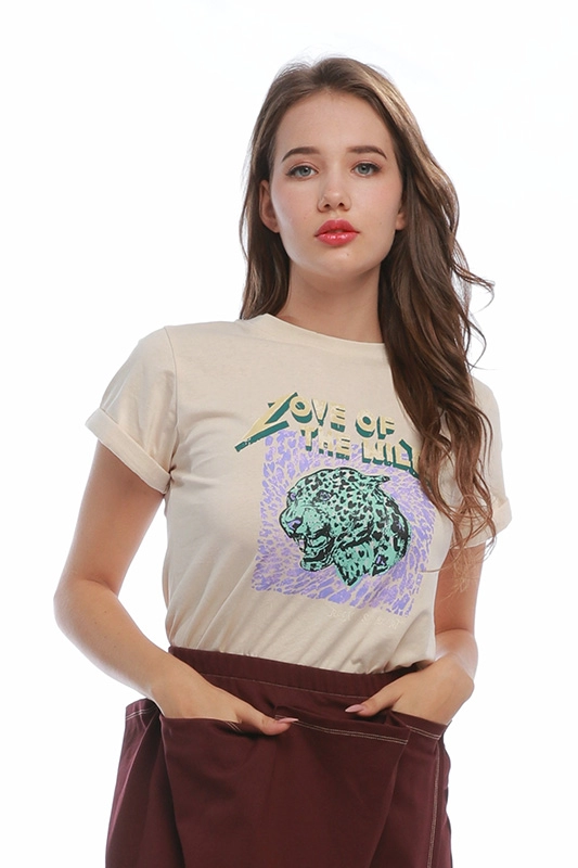 T-shirt da donna con grafica personalizzata girocollo a maniche corte in cotone 100% casual del produttore