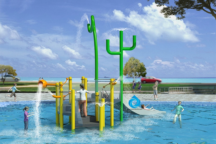 Parco giochi della casa sull'acqua genitore-figlio