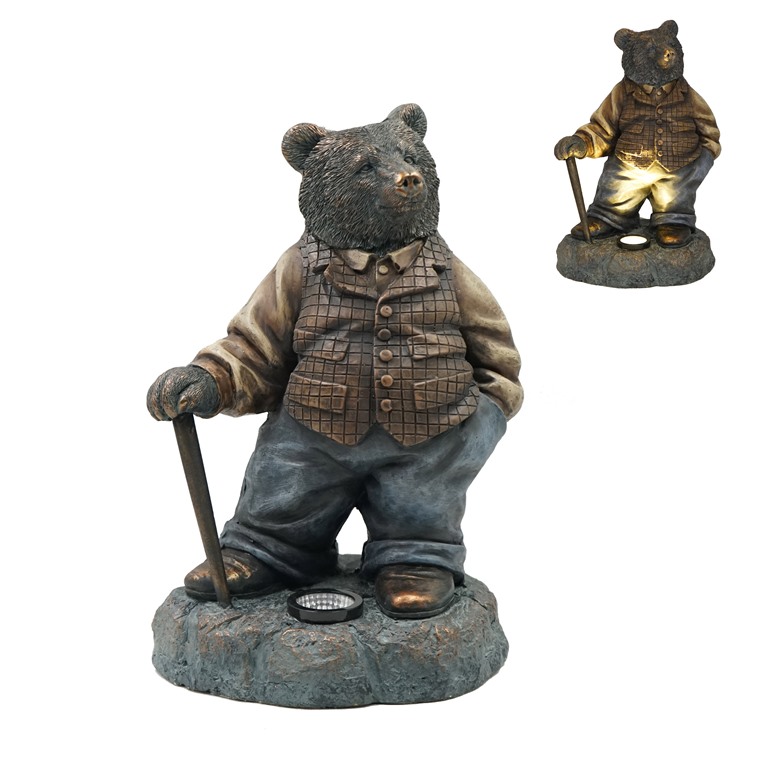 Statua da giardino in bronzo dell'orso solare
