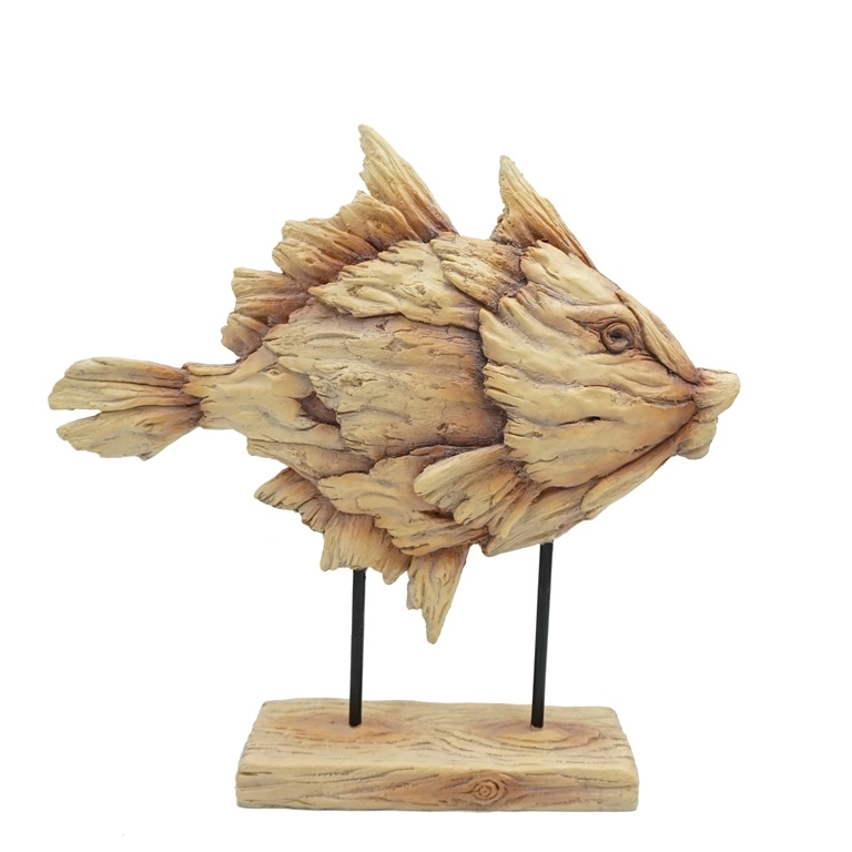 Scultura di pesce in resina di design Driftwood per la decorazione domestica