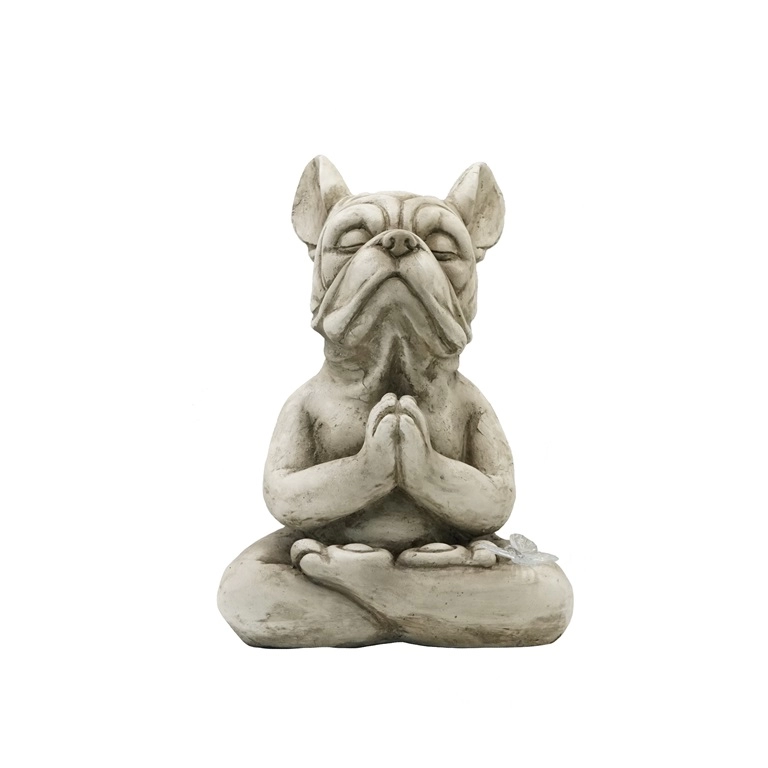 Statuetta da giardino MGO Bulldog francese meditante