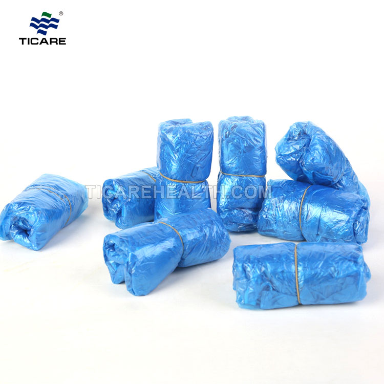 Copriscarpe monouso impermeabili in plastica blu CPE