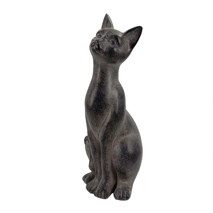 Statua di animale in resina con gattino in piedi e statuetta di gatto nero