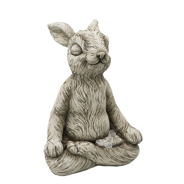 Statua da giardino in resina con coniglio in meditazione
