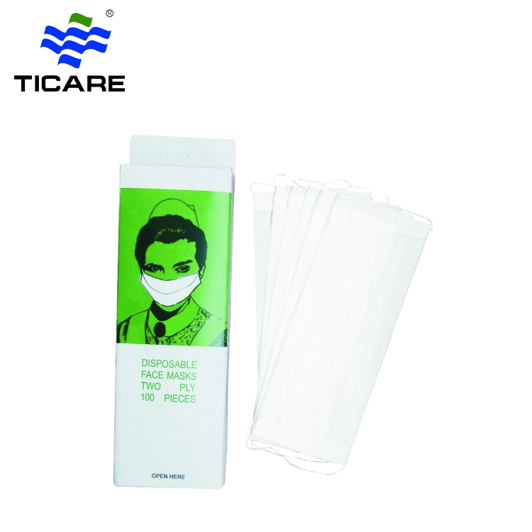 Mascherina facciale monouso in carta a 2 veli con clip per l'orecchio per il settore alimentare e per le cliniche