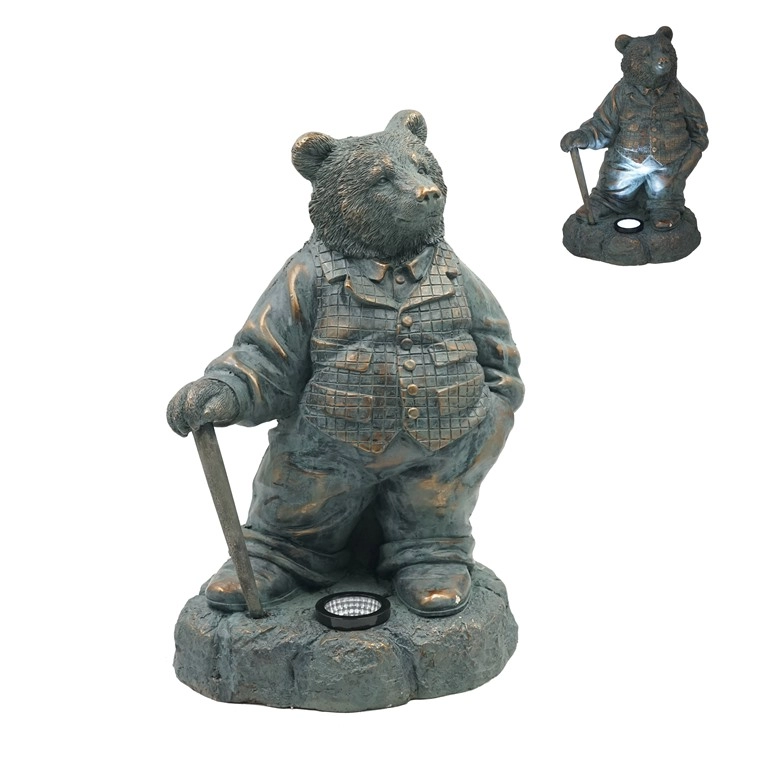 Statuetta Mr.Bear in bronzo MGO con luce solare