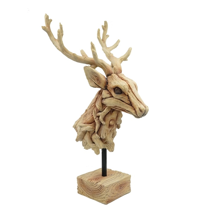 Statua di testa di cervo in resina di Driftwood Finishing