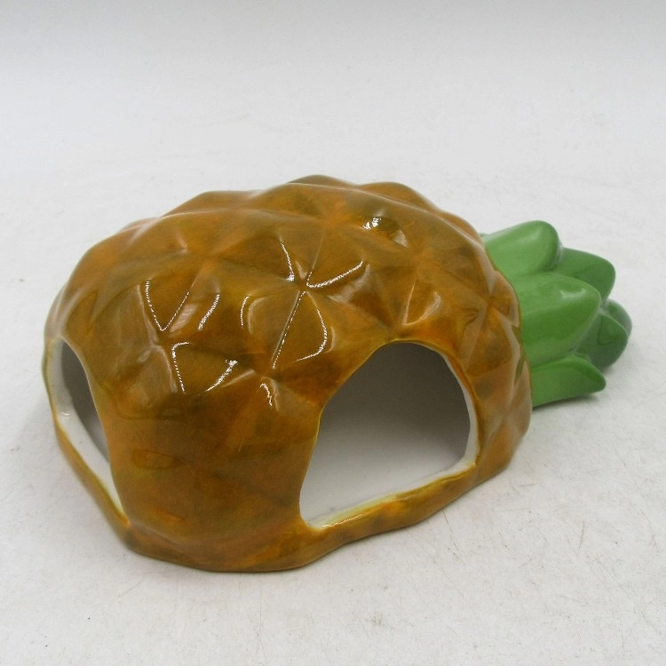Casetta in ceramica per nascondiglio per piccoli animali con motivo ad ananas