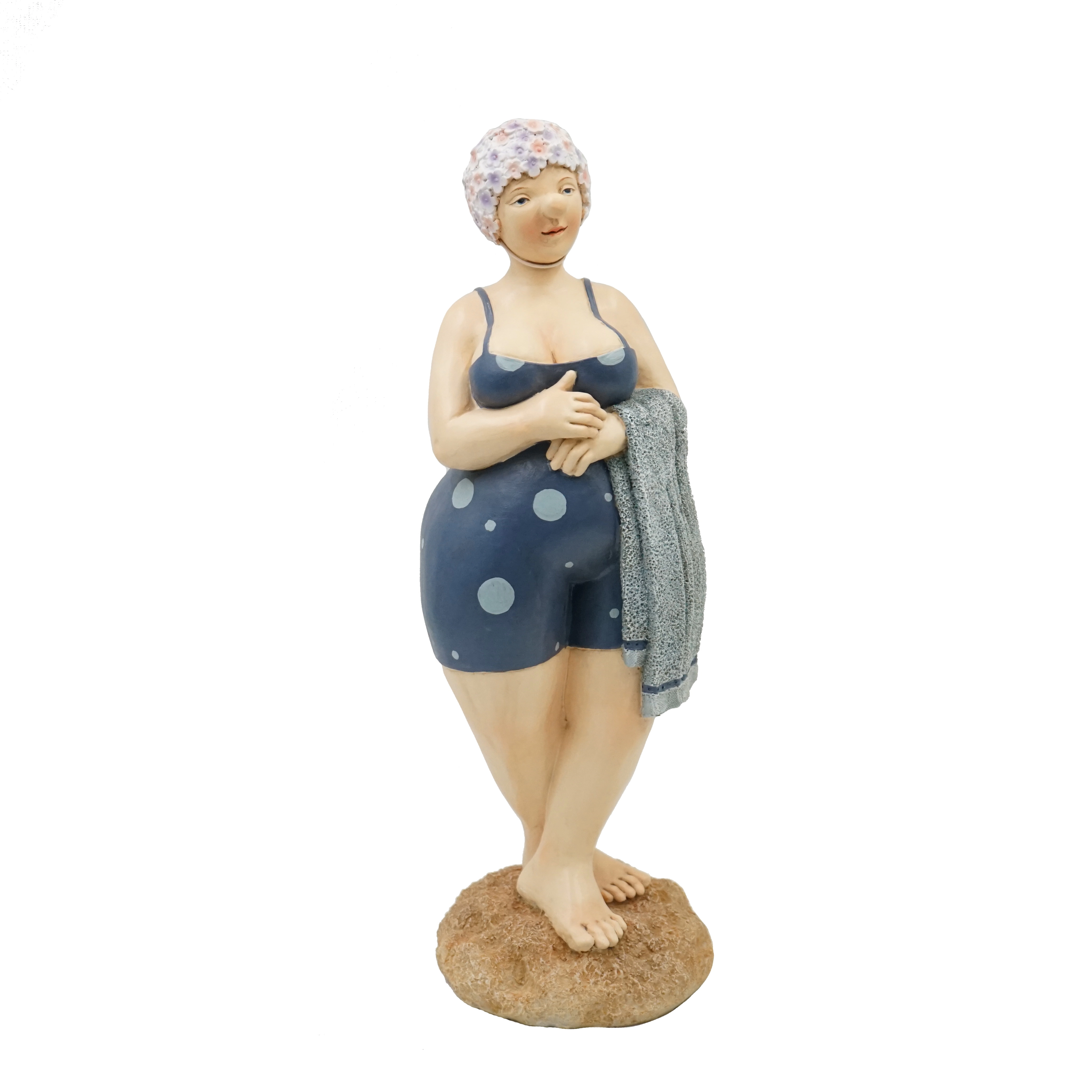 Statuetta da giardino divertente in resina, statua della signora in costume da bagno