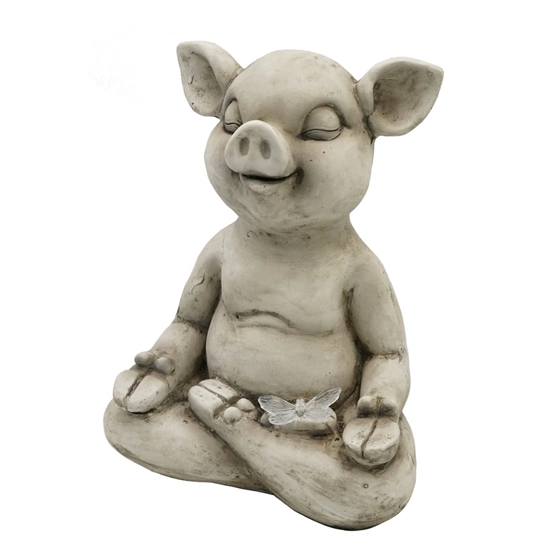 Statuetta da giardino MGO in meditazione Yoga Pig