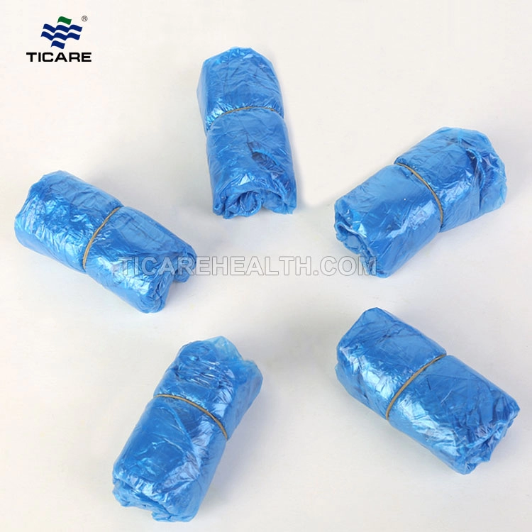 Copriscarpe monouso impermeabili in plastica blu CPE in polietilene