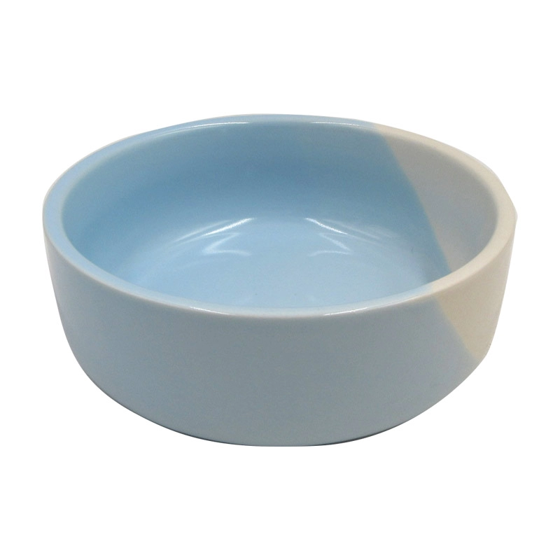 Ciotole per alimenti per animali domestici in ceramica blu/giallo dal design semplice