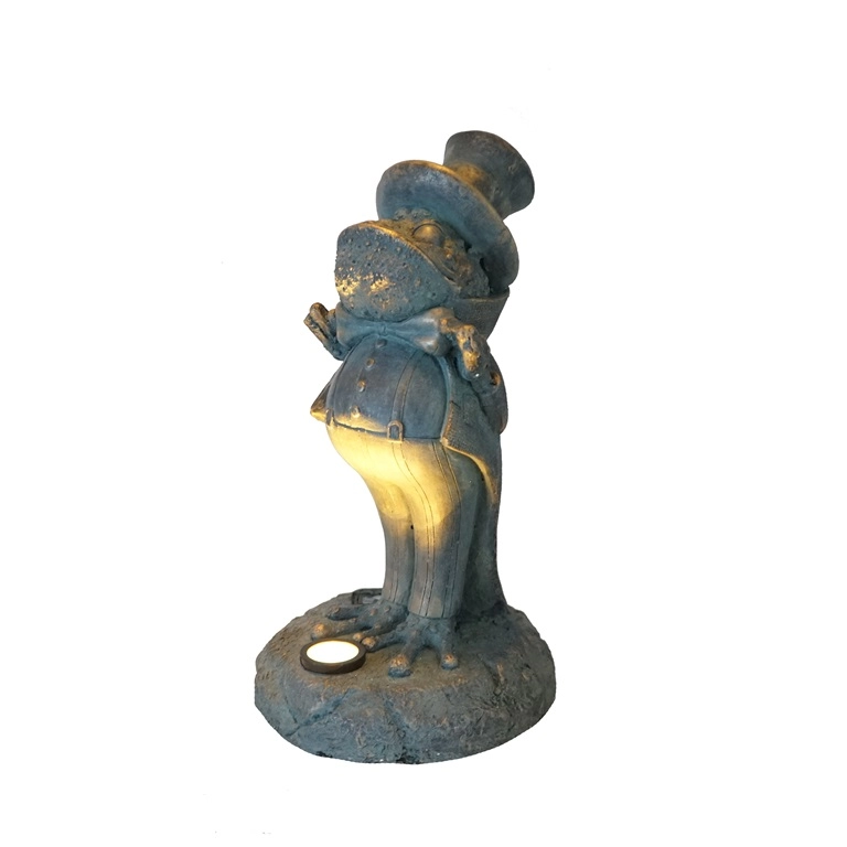 Statuetta da giardino solare Mr.Frog in bronzo MGO