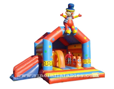 castello gonfiabile gonfiabile del pagliaccio dei bambini del grado commerciale con lo scivolo per le feste all'aperto da Sino Inflatables