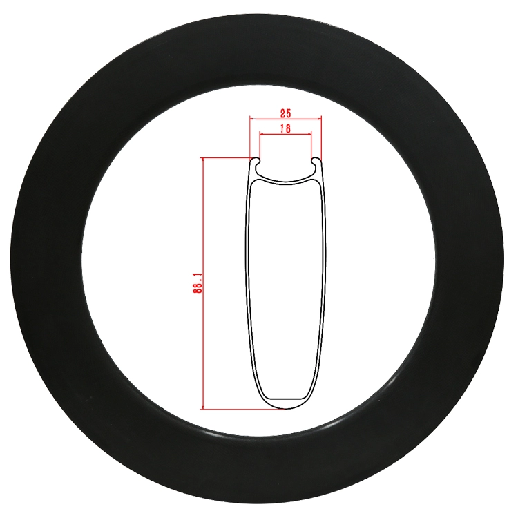 Cerchio da strada in carbonio RR03 da 88 mm per copertoncino / tubeless