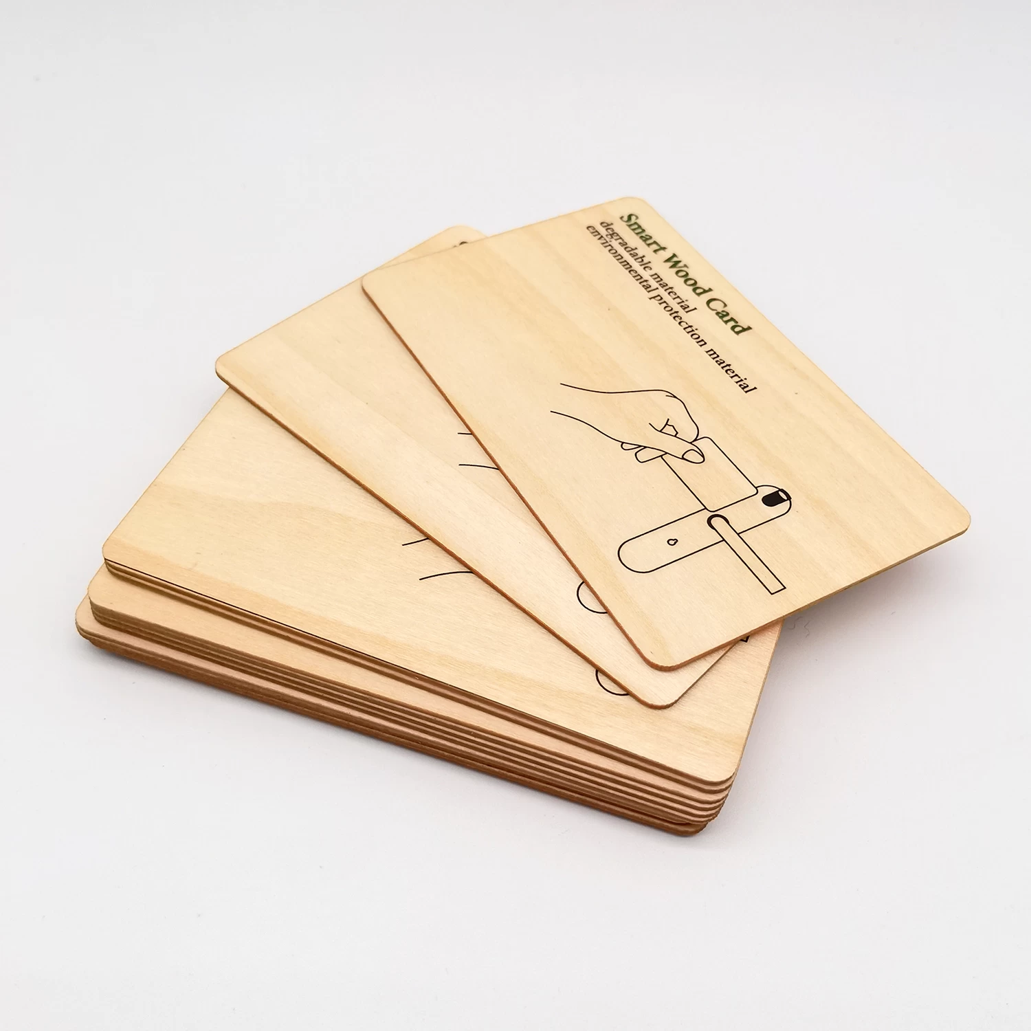 Biglietti da visita programmabili in legno di bambù RFID ISO14443A Carta in legno NFC Smart NTAG 213