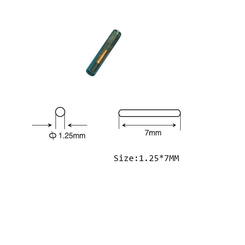 Tag microchip in vetro per animali RFID EM4305 7x1,25 mm 134,2 KHz
