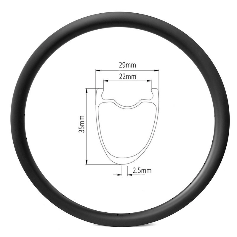 Cerchio per copertoncino asimmetrico per bici da disco 700c, larghezza interna 22 mm, profondità 35 mm