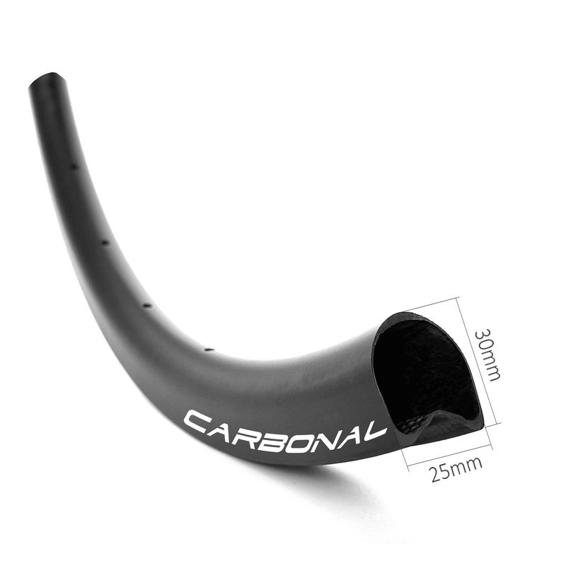 Cerchio per bici gravel tubolare profondo 30 mm e largo 25 mm in carbonio