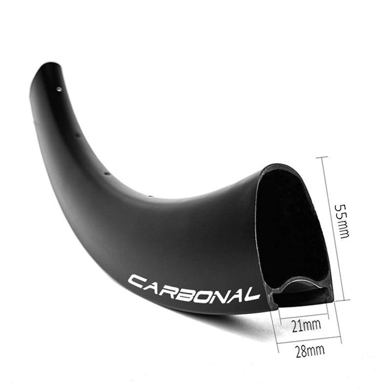 Cerchio per bici in carbonio a disco 700C, larghezza interna 21 mm, copertoncino profondo 55 mm