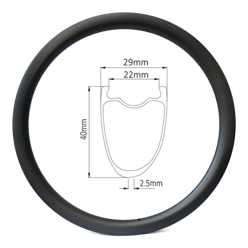 Cerchio per copertoncino asimmetrico per bici da disco 700c, larghezza interna 22 mm, profondità 40 mm