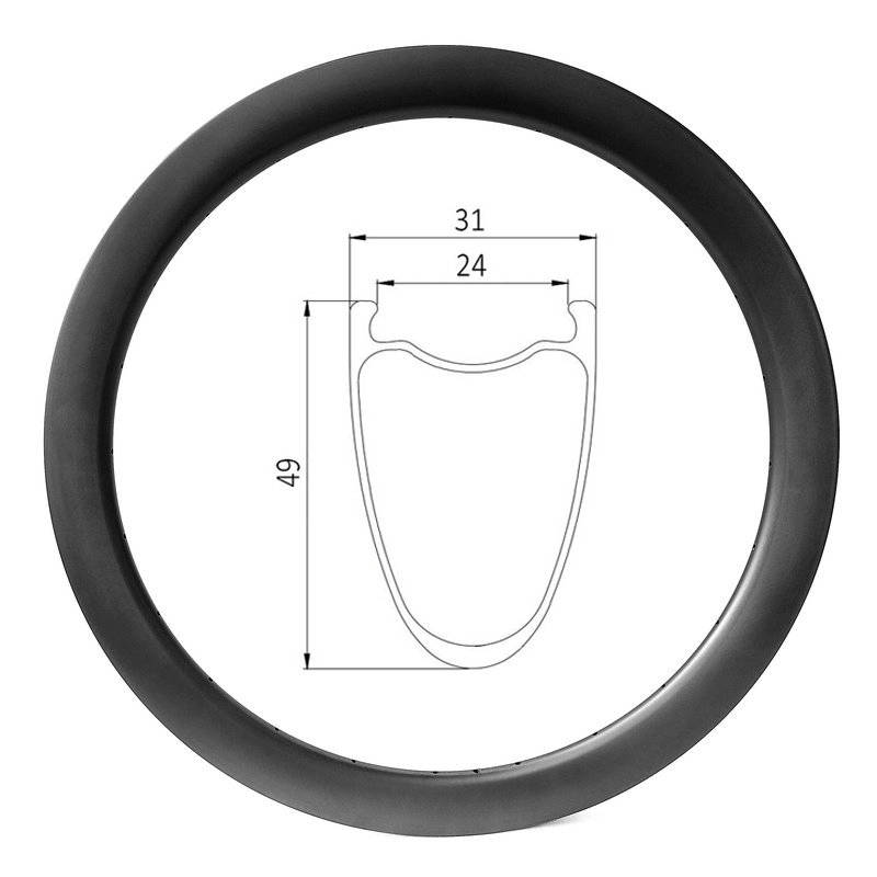 Disco per bici da ghiaia 700c, larghezza interna 24 mm, cerchio in carbonio per copertoncino profondo 49 mm