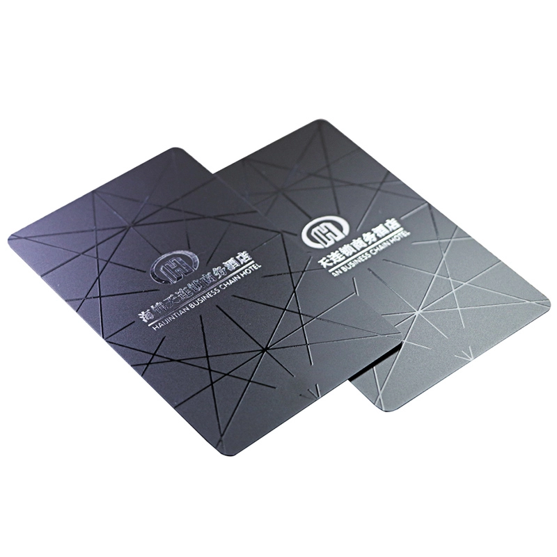 Carte chiave per hotel S50 RFID in PVC nero da 13,56 MHz con spot UV