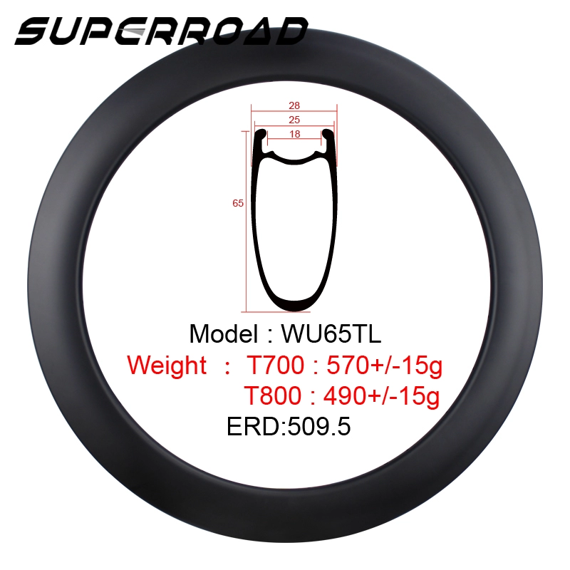 Cerchioni per dischi da strada con ruote in carbonio a forma di U da 65 mm Superroad