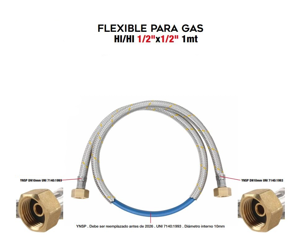 Raccordo flessibile para gas 1/2x1/2
