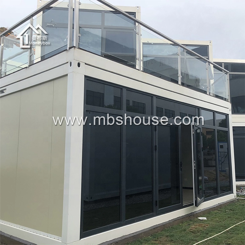 Casa container modulare da 20 piedi con parete in vetro per ufficio