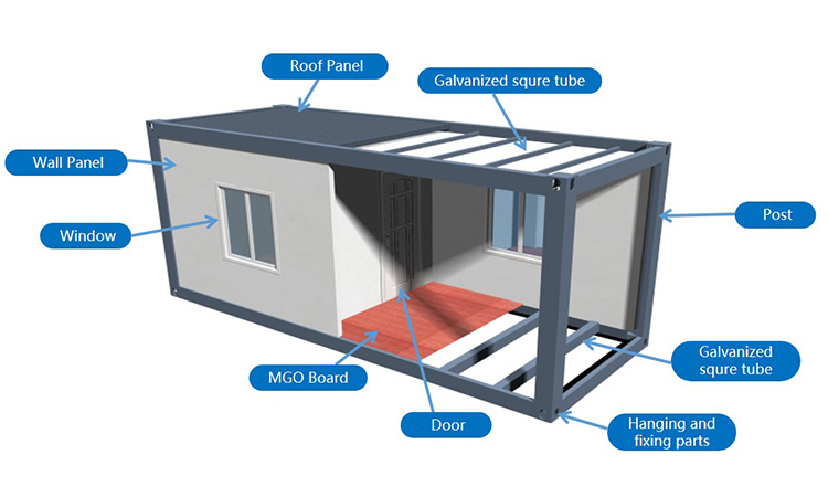 Dormitorio per container modulari prefabbricati da campo da cantiere