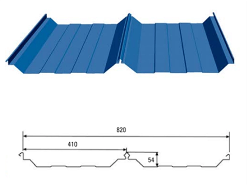 Lamiere per coperture in acciaio ondulato con pannello a parete tipo 820 a morso