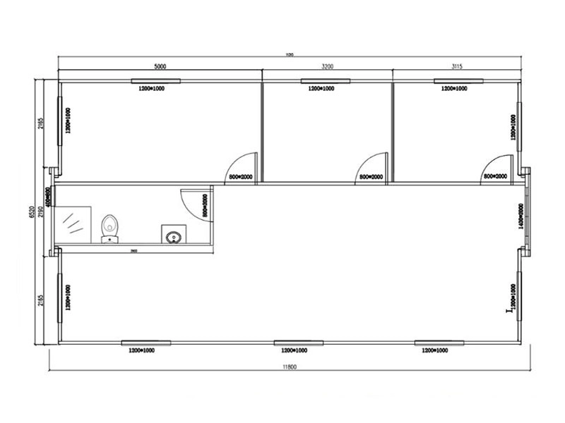 Casa prefabbricata moderna con tre camere da letto che vive in un contenitore espandibile