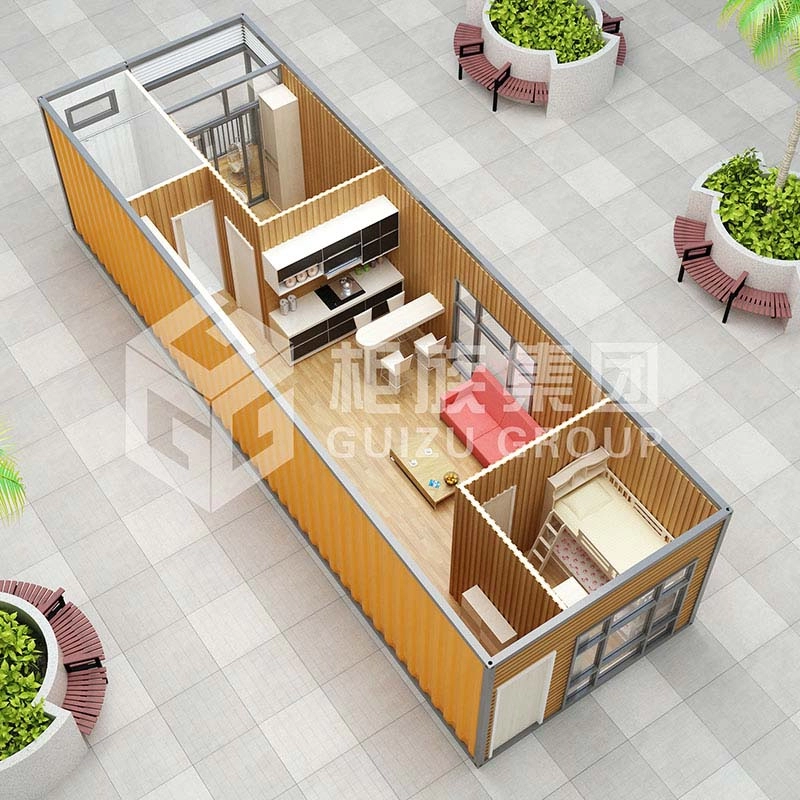 Appartamento prefabbricato in container da 40 piedi con 1 camera da letto 1 soggiorno