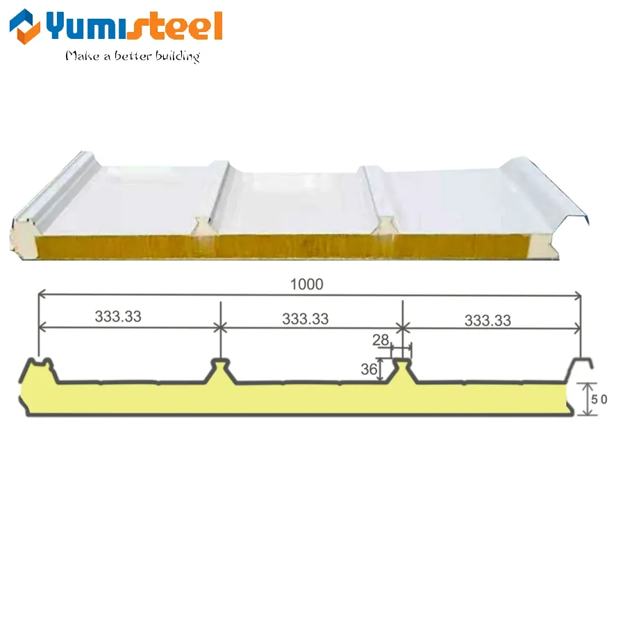 Pannelli sandwich da tetto multifunzione a 4 greche da 50 mm per soluzioni solari fotovoltaiche