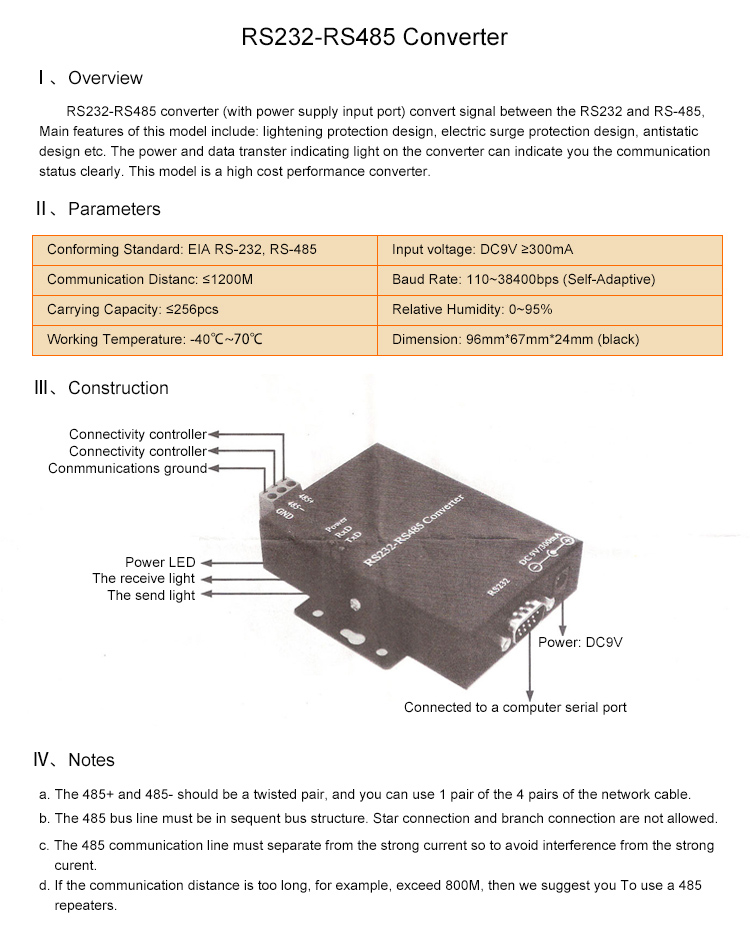 Convertitore da Rs232 a Rs485