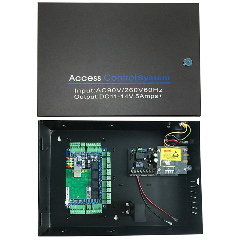 Sistema di scheda di controllo accessi Wiegand a quattro porte basato su computer di rete TCP/IP con scatola di alimentazione di accesso
