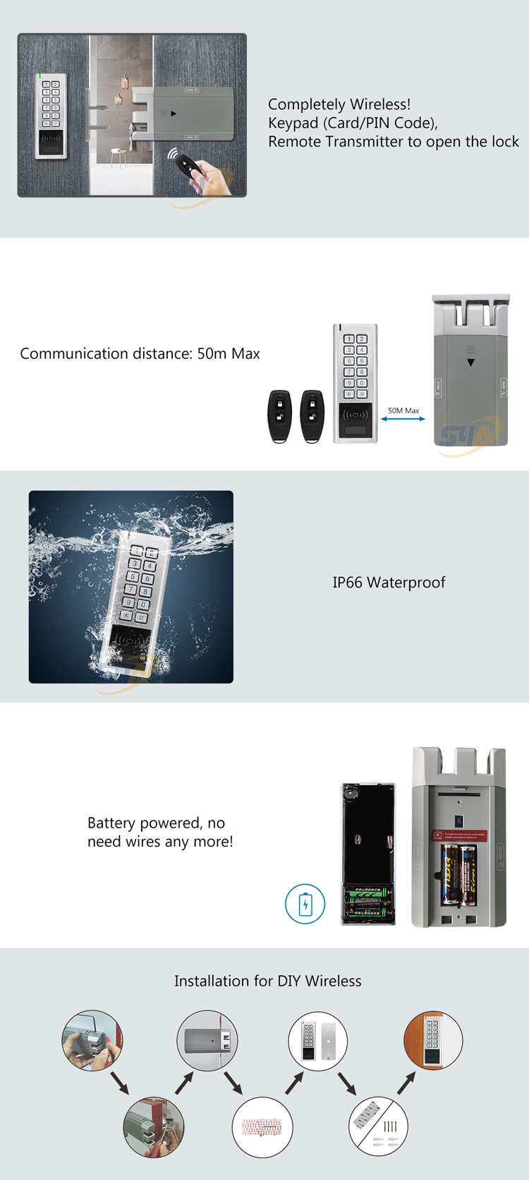 Kit di blocco fai da te wireless impermeabile-D5