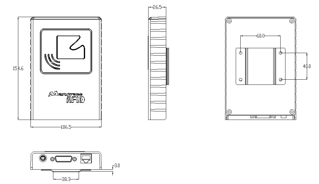 Lettore integrato UHF RFID a corto raggio