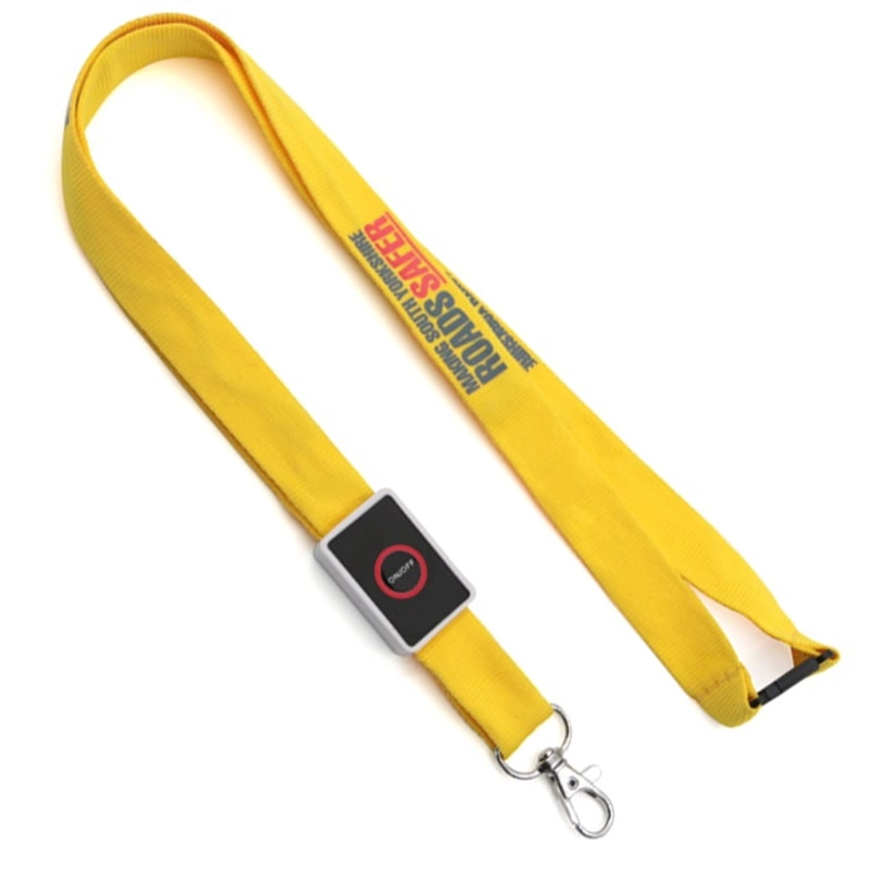 Lanyard led in nylon giallo con portacarte